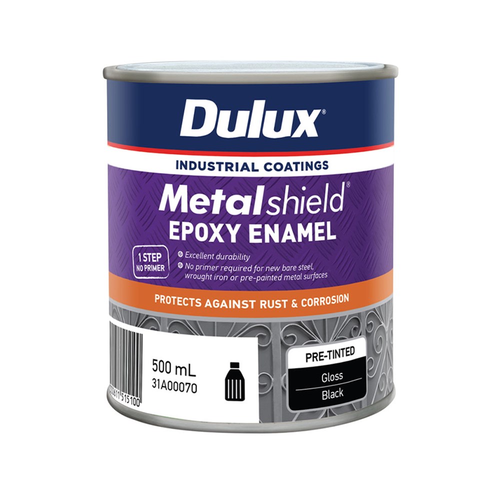 Dulux Metalshield Epoxy Enamel Gloss Black 500ml Inspirations Paint