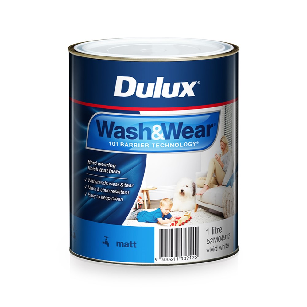 Dulux WashNWear Matt Vivid White 1L - Inspirations Paint