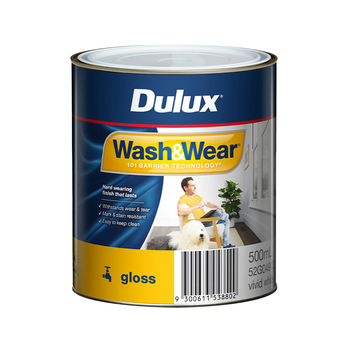 Dulux Wash&Wear Gloss Vivid White 500ml - Inspirations Paint